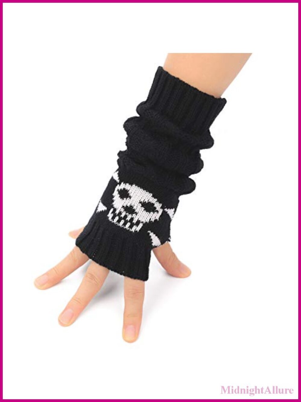Knitted Fingerless Arm Warmers Goth Punk Skull Cosplay Typing One Size